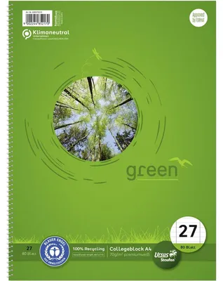 Produktbild von Staufen® green 608575010 Collegeblock LIN27 - A4, 80 Blatt, 70 g/qm, liniert mit Rand
