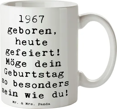 Produktbild von Mr. & Mrs. Panda Kaffeetasse Spruch 1967 Geburtstag - Weiß - Geschenk, Alter, Kaffeebecher, Geburtstagsgeschenk, Kaffeepott, Trinkbecher, Geburtstagssprüche, Pott, haferl