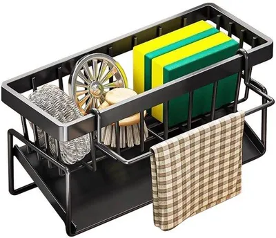 Productafbeelding van Ibenzoa® Ruimtebesparende keukenorganizer voor spoelbak en aanrecht – afdruipmand en multifunctionele opbergoplossing van roestvrij metaal