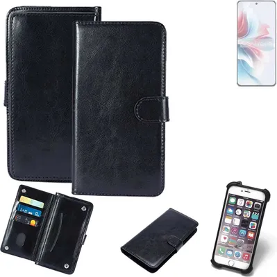 Produktbild von K-S-Trade 360° Hülle kompatibel mit Oppo Reno11 A schwarz Kunstleder Case BookCase WalletCase Kunstlederederhülle Handyhülle, Rundumschutz Bumper