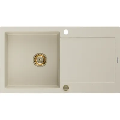Produktbild von Mexen Leo Granitspüle mit einem Becken und einer Abtropffläche 900 x 500 mm, Beige, Siphon Gold - 6501901010-69-G