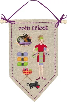 Produktbild von Le Bonheur des Dames Kreuzstich Set "Strickecke", Zählmuster, 14x24cm