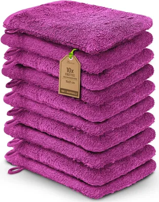 Produktbild von Frottier Waschhandschuhe 10er Pack 15x21cm, 100% Baumwolle, Pink