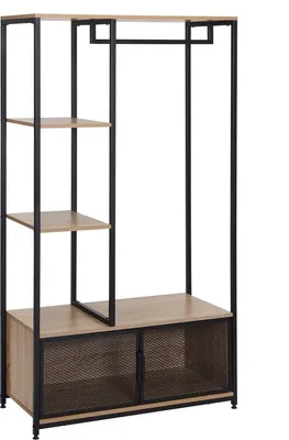 Immagine prodotto di Armadio aperto e appendiabiti con struttura in metallo e ripiani - 90x40x167 cm