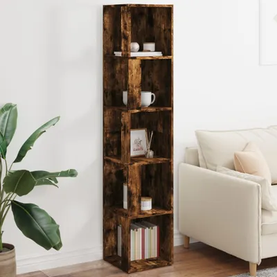Zdjęcie produktu dla vidaXL Półka narożna dąb wędzony 33x33x164,5 cm materiał drewnopochodny