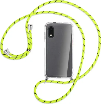 Produktbild von Handykette Backcover-Schutzhülle mit Band (Metall silberfarben) für Samsung Galaxy Xcover Pro - neongelb