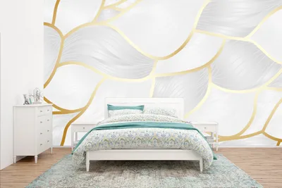 Produktbild von MuchoWow® Fototapete für Wohnzimmer oder Schlafzimmer Wandtapete Vinyl Motivtapete Abstraktes Muster mit goldenen Linien - 435x260 cm - Kinderzimmer