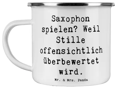 Produktbild von Mr. & Mrs. Panda Teetasse Spruch Saxophon Leidenschaft - Weiß - Geschenk, Musikinstrument, Melodie, Pott, Instrument, Lernen, Emaille Becher, Klang, Blues, Haferl, Musik