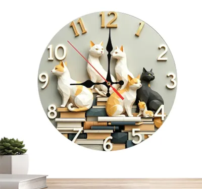 Productafbeelding van Schattige Wandklok met Kattenontwerp