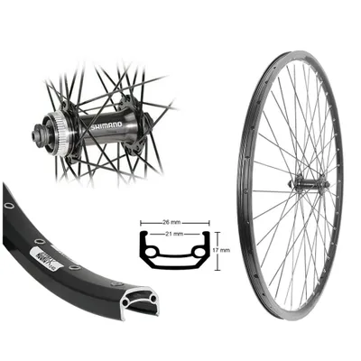 Produktbild von Aggro-X Vorderrad 28 Zoll Disk Centerlock Shimano QC400 Industrielager Laufrad MTB 21-622 Hohlkammerfelge schwarz