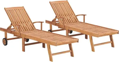 Produktbild von Sonnenliegen 2 Stk. Massivholz Teak