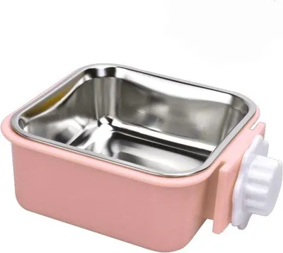 Obrázek produktu pro Závěsná miska na krmivo a vodu pro domácí mazlíčky, nerezová ocel, 2 v 1