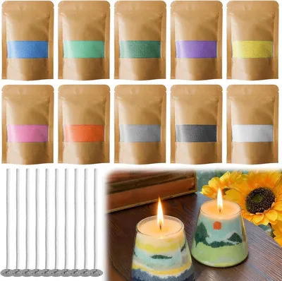Kerzensand mit Docht, 500 g, 10 Farben, DIY Set