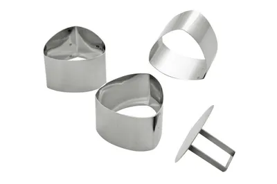 Produktbild von Schaumspeisering Dessertform Mousse-Ring Schaumgebäckringe 4er Set Dreieck abgerundet Edelstahl