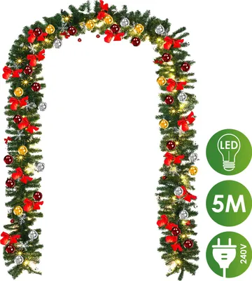 Obrázok produktu pre LED vianočná girlanda Eikuavons, 5 metrov, 100 LED diódy, teplá biela farba, 8 režimov svietenia, 320 hrotov, dekoratívna sada, vianočná dekorácia na schody