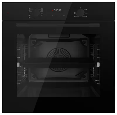 Produktbild von Böhme Einbaubackofen HB60F78PPB mit versenkbare Knebel, Schwarz Glas mit Heißluft, Timer, 1-fach Teleskopauszug