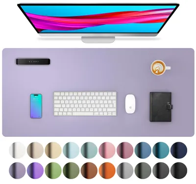 Image de Sous-main, tapis de souris, sous-main de bureau, sous-main antidérapant en cuir PU, tapis de bureau imperméable pour le bureau et la maison (60 cm x 35 cm, lavande)
