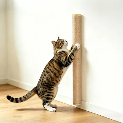 Kratzbaum für Katzen, 83 cm, 360° drehbar, Holz, Sisal, Wandmontage