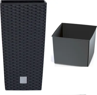 Productafbeelding van Bloempot RATO SQUARE met een hoogte van 29 cm - kleur: antraciet