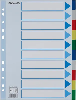 Produktbild von Esselte Esselte Register Blanko, Plastik, Multi, Polypropylene, Blank, A4