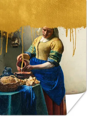 Produktbild von MuchoWow® Poster Milchmädchen - Gold - Alte Meister 30x40 cm - Wandplakat - Poster Kinderzimmer