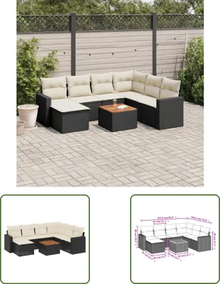 Produktbild von The Living Store 8-tlg. Garten-Sofagarnitur mit Kissen Schwarz Poly Rattan