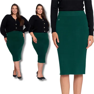 Produktbild von Ołówkowa Spódnica Damska Midi Prążkowana Elegancka Modna Moraj L/Xl