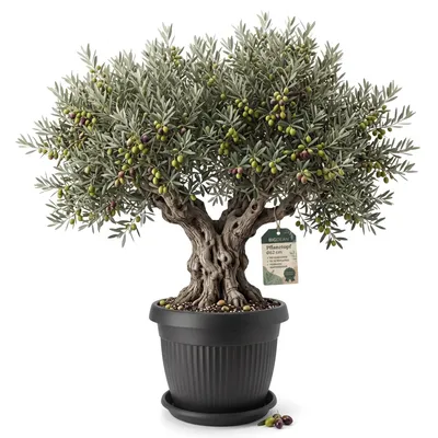 Produktbild von BigDean 62cm Blumentopf mit Untersetzer rund Anthrazit - wetterfester Pflanzkübel - Wasserablauf UV-beständig aus bruchsicherem Kunststoff