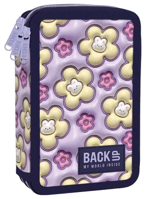 Imagen del producto de Estuche con 3 compartimentos - Estuche para niñas - Estuche con 3 compartimentos - Estuche para bolígrafos - Estuche escolar con contenido - Estuche escolar - Conejito de colores pastel