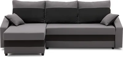Produktbild von Ecksofa mit Schlaffunktion L-förmig Eckcouch HEWLET mit Bettkasten Schlaffläche 200x140cm Grau&Schwarz