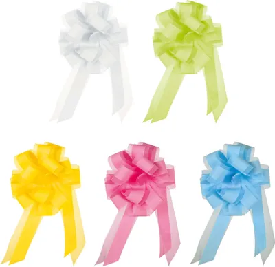 Produktbild von Roth Ziehschleife mit Tüll, farbig gemischt, Ø 19cm, 5-farbig sort., 10er Box
