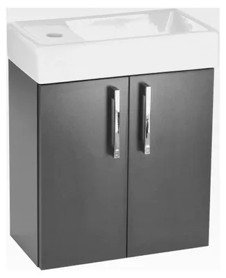 Produktbild von Waschbecken mit Unterschrank 41 x 50 x 21,5 cm (BxHxT) Majorka, hängender Badezimmerschrank, Waschtisch mit Unterschrank, Badezimmermöbel für Gäste-WC, Waschbeckenunterschrank - Grau
