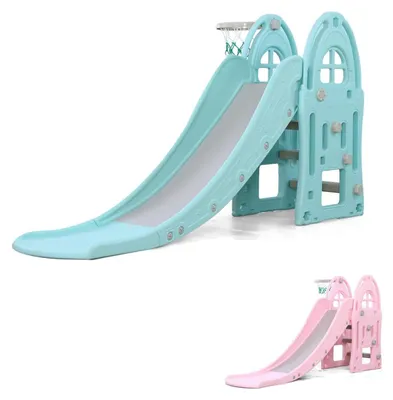 Produktbild von Moni Kinderrutsche Verena 18017, bis 40 kg, Basketballkorb, 172 cm Rutschlänge blau