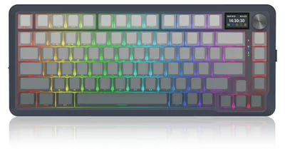 Obrázek produktu pro REDRAGON K708GG-RGB-PRO Flekact, Bezdrátový, USB + RF Wireless + Bluetooth, Mechanický spínač, Černá, Šedá