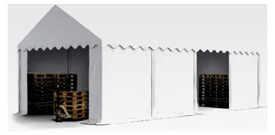 Produktbild von Stabiles Lagerzelt 4x8 m PVC 800 N weiß wasserdicht mit Bodenrahmen