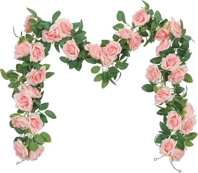 Produktbild von 3er Set Künstliche Hängeblume Rosenblüte Künstliche Efeugirlande Rosengirlande Körbe Hochzeit Gartendeko (6,0m je Strang)