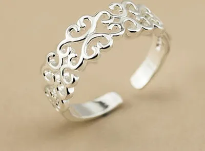Produktbild von Damenmode, hohl, Liebesherz, verstellbarer Schmuck, versilberter offener Ring, Geschenk