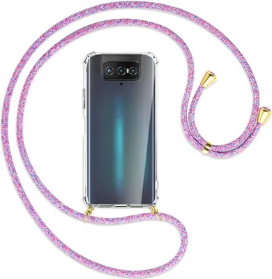 Produktbild von Handykette Backcover-Schutzhülle mit Band (Metall goldfarben) für Asus Zenfone 7 ZS670KS - braun+beige