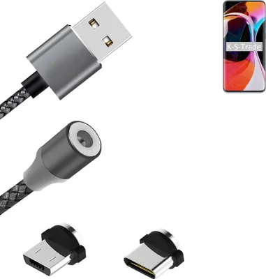 Produktbild von K-S-Trade Hochwertiges Magnet-Lade-kabel Sync-Kabel Daten-Kabel für Xiaomi Mi 10 mit USB-Typ-C-Anschluss und Micro-USB-Anschluss 2A bis zu 480mbps