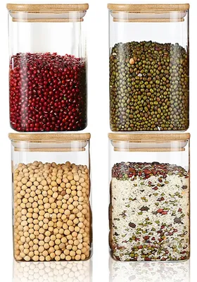 Produktbild von Set von 4 luftdichten Glasbehältern 1100ml für Gewürze