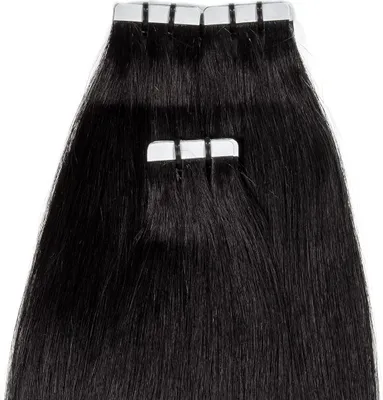 Image de hair2heart Premium Tape Extensions Human Hair Straight - 10 bandes 2,5 g 50 cm noir