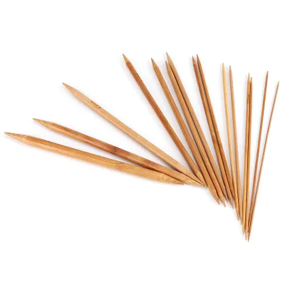 Obrázek produktu pro Bambusové pletací jehlice hladké s dvojitou špičkou sada 15 velikostí od 2 mm do 10 mm