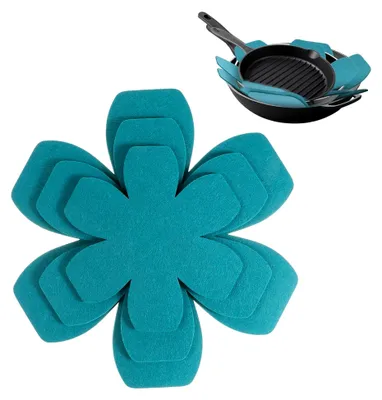 Produktbild von 6 Stück Pfannenschoner aus Filz, 3 Größen (15/20/25 cm) Pfannenschutz Stapelschutz, rutschfeste Wärmedämmmatte für Pfannen, Töpfe und Schüsseln (Blau)