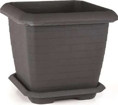 Obrázek produktu pro Čtvercový květináč antracitový 44 l s podložkou  44 x 44 x 40 cm na bylinky a rostliny