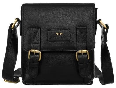 Obrázek produktu pro Peterson pánská kožená crossbody taška černá 20x18,5 cm