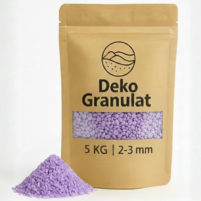 Imagen del producto de Deko-Granulat, 5 kg, color lila, diámetro 2-3 mm. Ideal para decorar jarrones de vidrio, como material de relleno o para esparcir