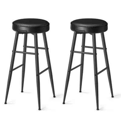Produktbild von VASAGLE ECHO Kollektion Barhocker, 2er Set, Barstuhl, Kunstleder, 76,2 cm hoch, basisschwarz