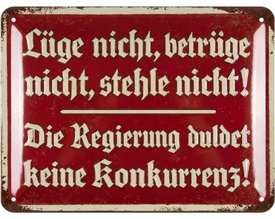 Produktbild von LANOLU retro Blechschild Regierung duldet keine Konkurrenz, lustiges Sprüche Schild als Deko für Büro Werkstatt Bar 15x20 cm