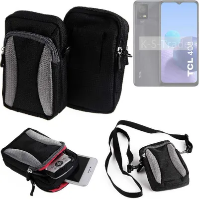 Produktbild von K-S-Trade Holster Schutz Hülle kompatibel mit TCL 408 Handy Hülle Gürteltasche Umhängetasche mit Zusatzfach schwarz