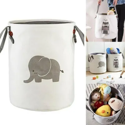 Produktbild von Wäschekorb, Wäschetasche, Wäschekorb für Kinder, Wäschetruhe, Spielzeugkiste, grauer Elefant